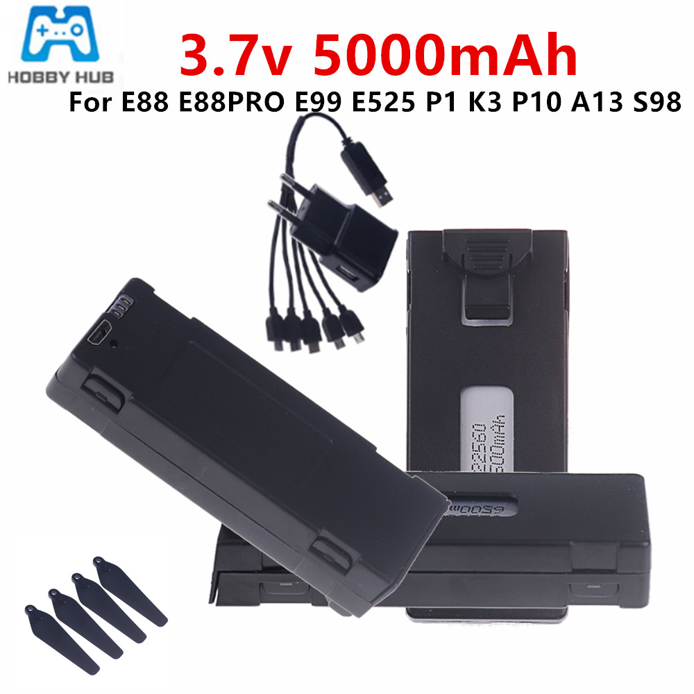 3.7V E88 5000mAh Rechargeable  - đánh giá và giá Drone Rc E88 Pro